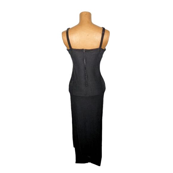 Vintage Atria Dress Velvet Formal Maxi Sleeveless Black Size Medium - Picture 3 of 7
